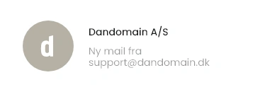 Billede af ny mail fra support@dandomain.dk